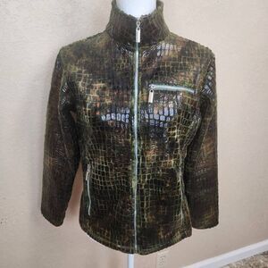 Robert Kitchen Faux Crocodile Textured Zip Up Jacket Small (5073)